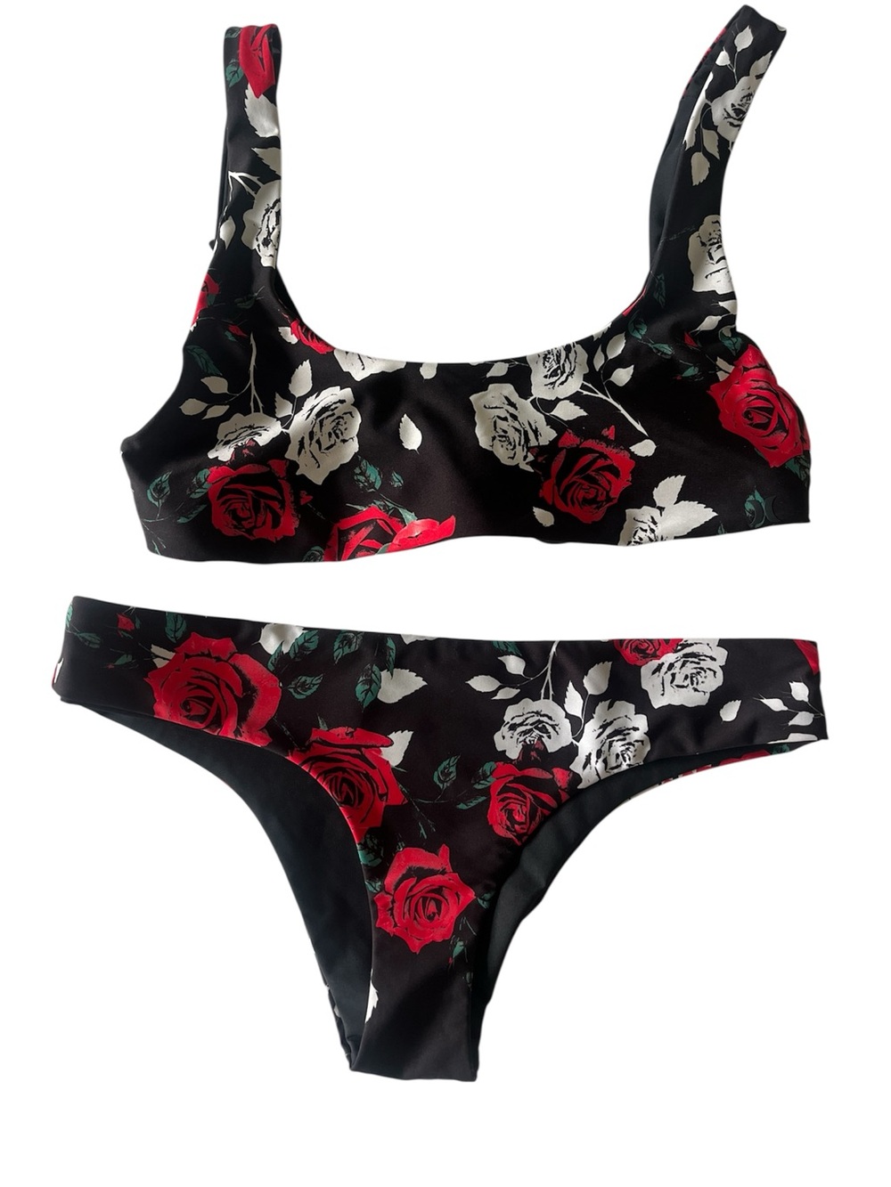 Hurley Quick Dry Reversible Bikini Top & Bottom Red Roses Womens Size S